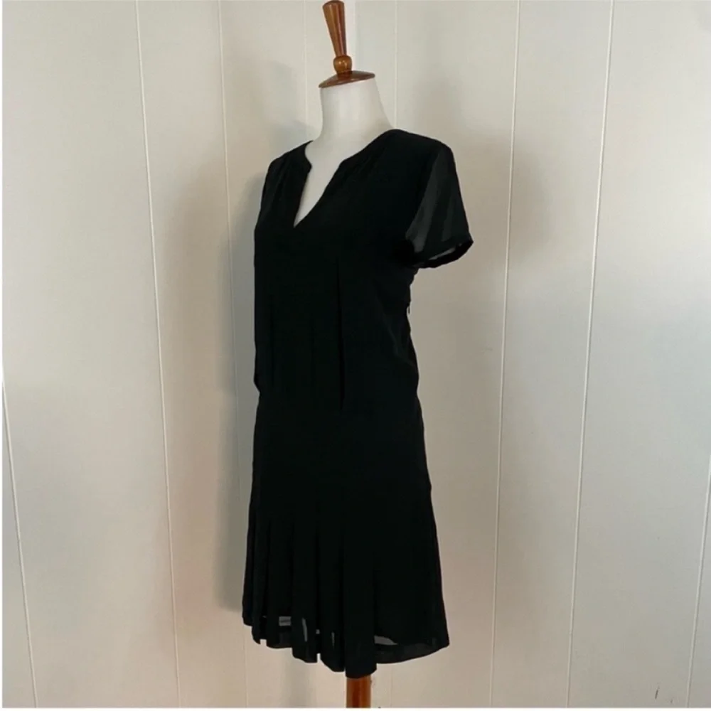 Comptoir Des Cotonniers Black Mini Dress‎ Women’s L Pleated Short Sleeve